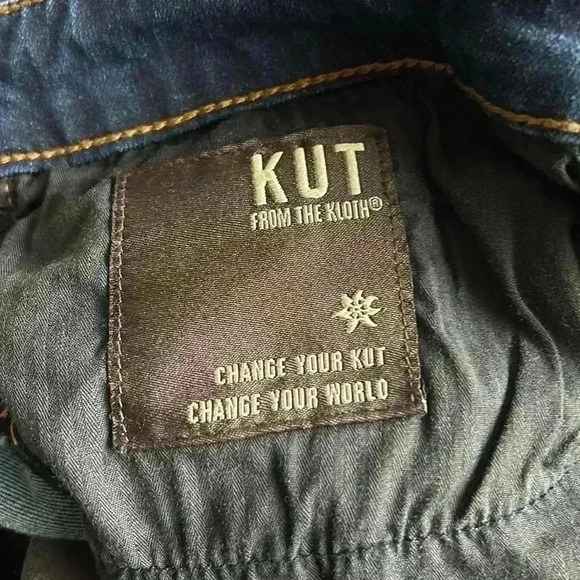 Kut from the Kloth High Rise Crop Straight Leg Stretch Jeans 12 Dark Wash - Picture 11 of 12